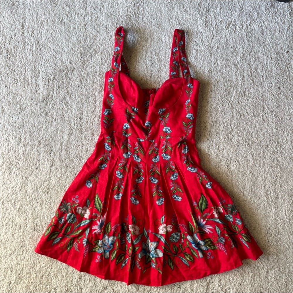 FARM RIO Red Sweet Bloom Bouquet Mini Dress - Picture 2 of 3